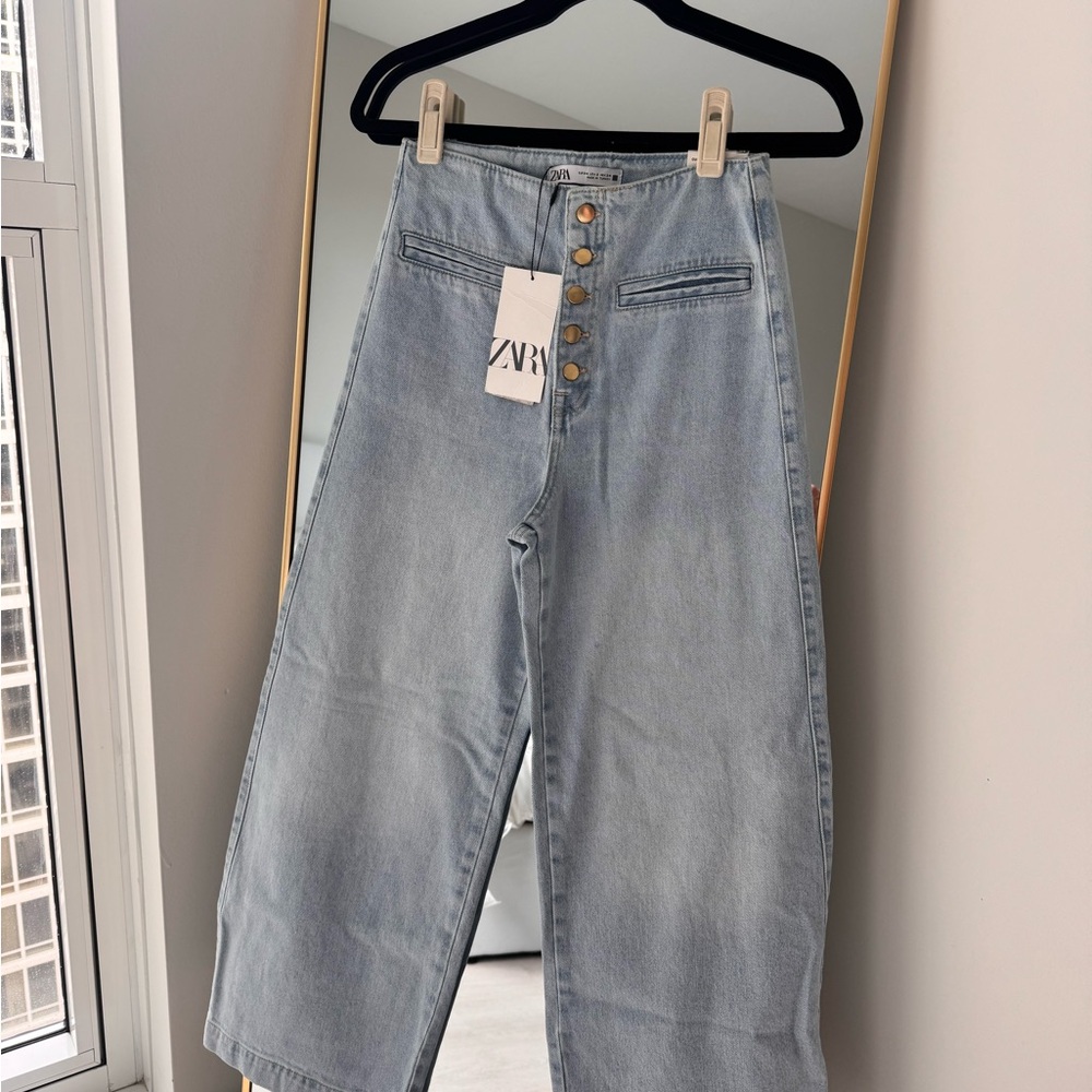 Zara Denim Blue Wide Leg Jeans